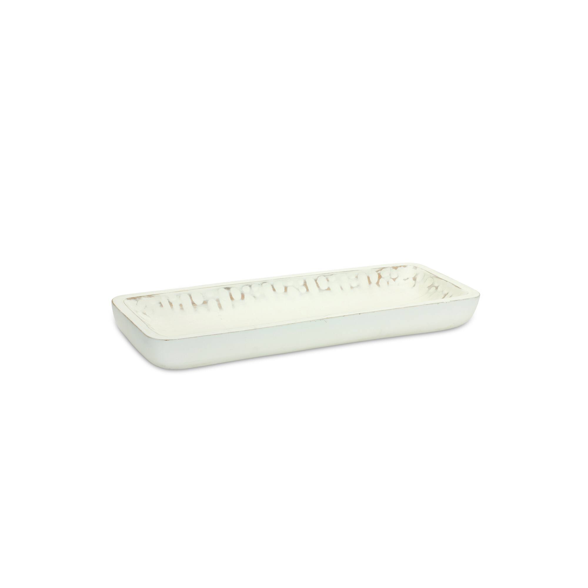 White-Washed Mango Wood Tray Set